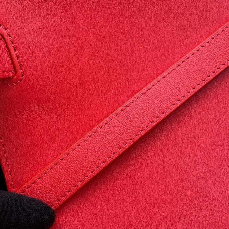 Pre Owned Delvaux Tempate Red Leather Size Mm