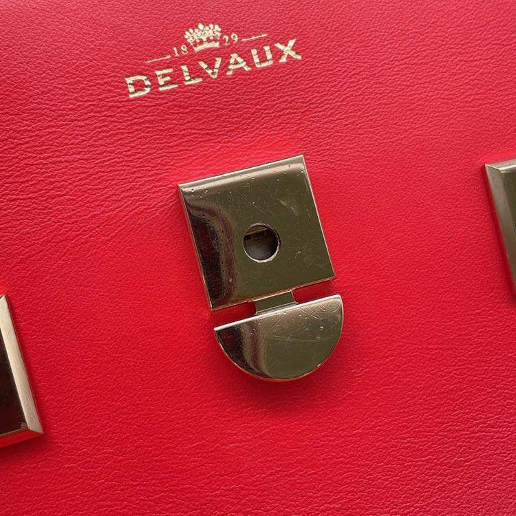 Pre Owned Delvaux Tempate Red Leather Size Mm