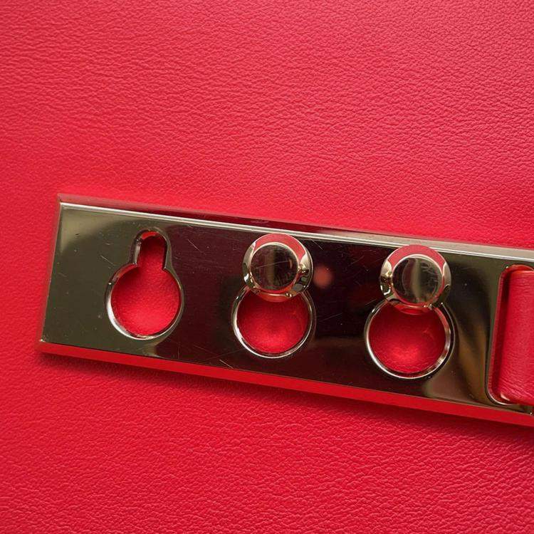 Pre Owned Delvaux Tempate Red Leather Size Mm