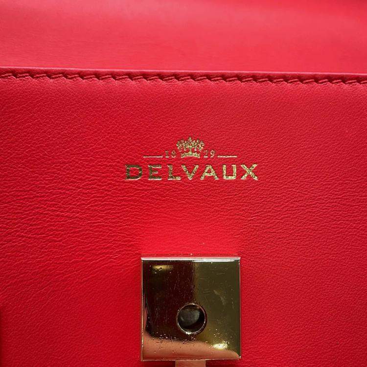 Pre Owned Delvaux Tempate Red Leather Size Mm