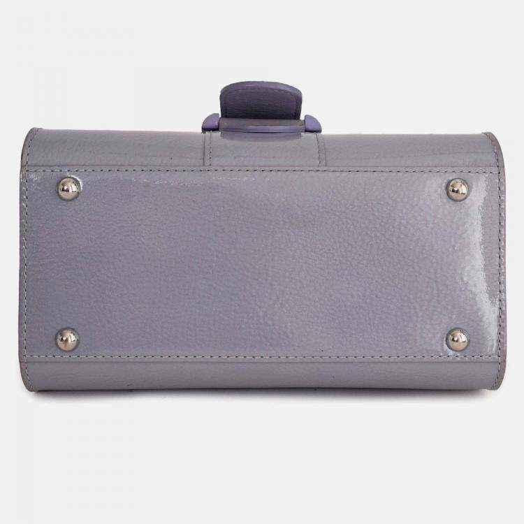 Pre Owned Delvaux Purple Patent Leather Mini Brilliant Bag with Strap