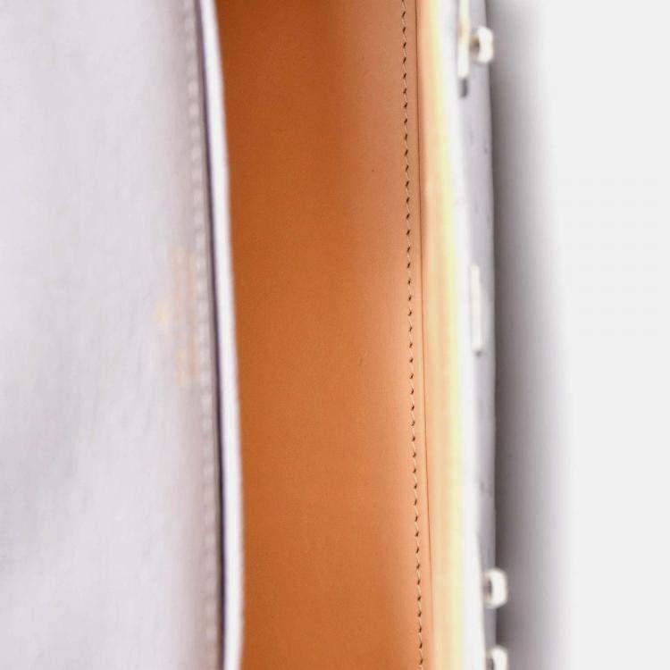 Pre Owned Delvaux Purplish Grey Pstrich Leather Tempete PM with Strap