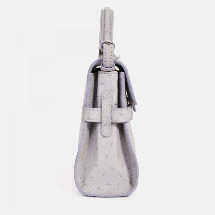 Pre Owned Delvaux Purplish Grey Pstrich Leather Tempete PM with Strap