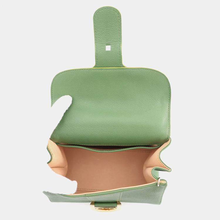 مملوكة مسبقًا Delvaux Brillon 2Way Handbag Green Leather Size Mini