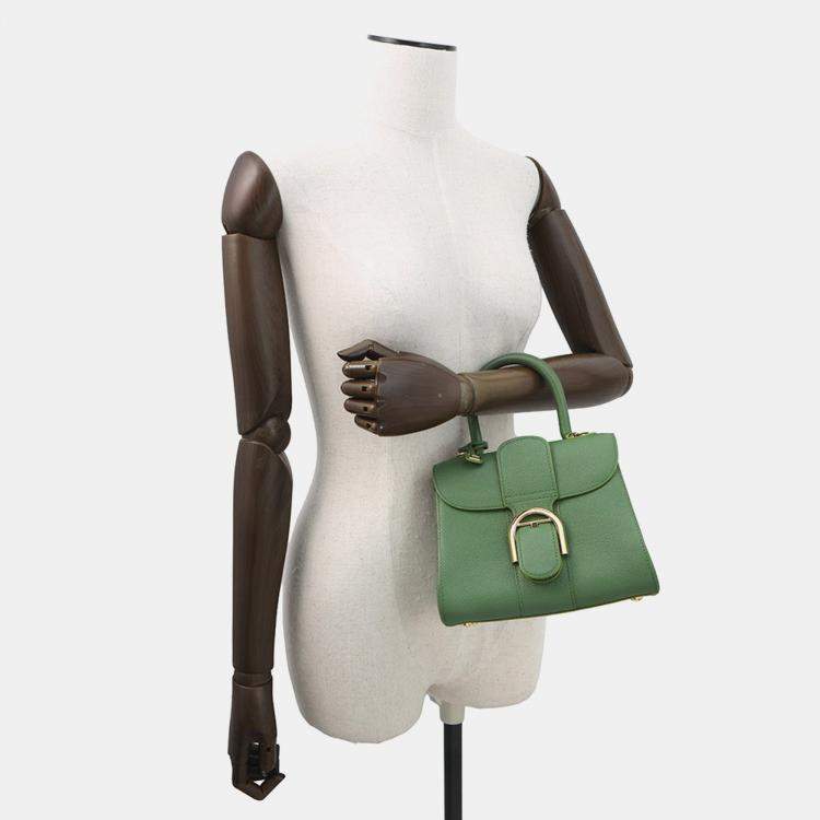 مملوكة مسبقًا Delvaux Brillon 2Way Handbag Green Leather Size Mini