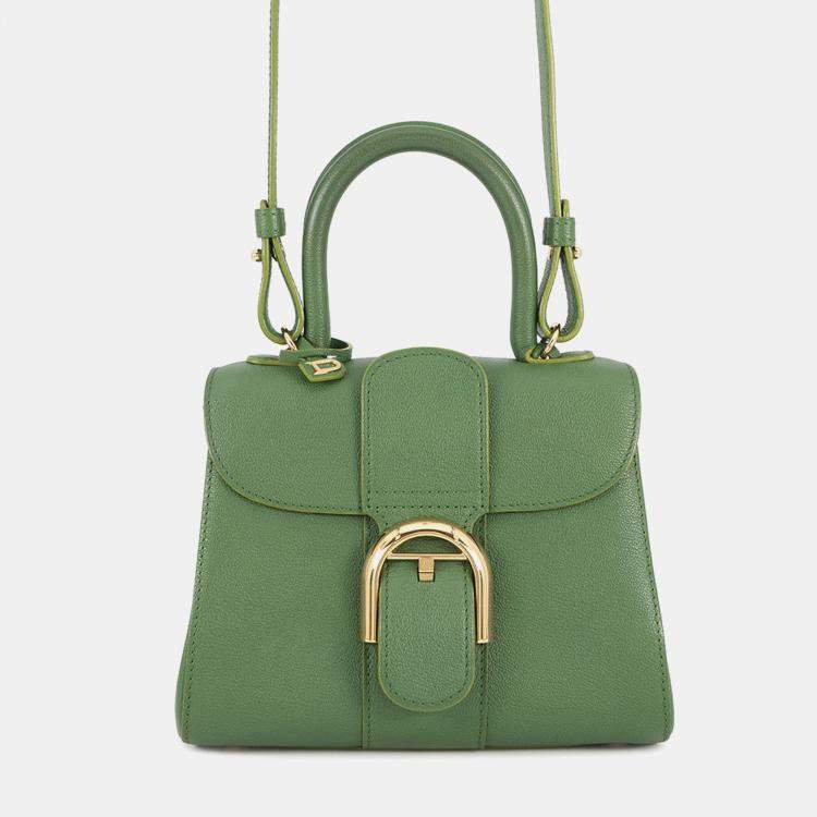 مملوكة مسبقًا Delvaux Brillon 2Way Handbag Green Leather Size Mini