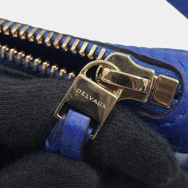 Pre Owned Delvaux Pan Swing 2Way Handbag Blue Leather