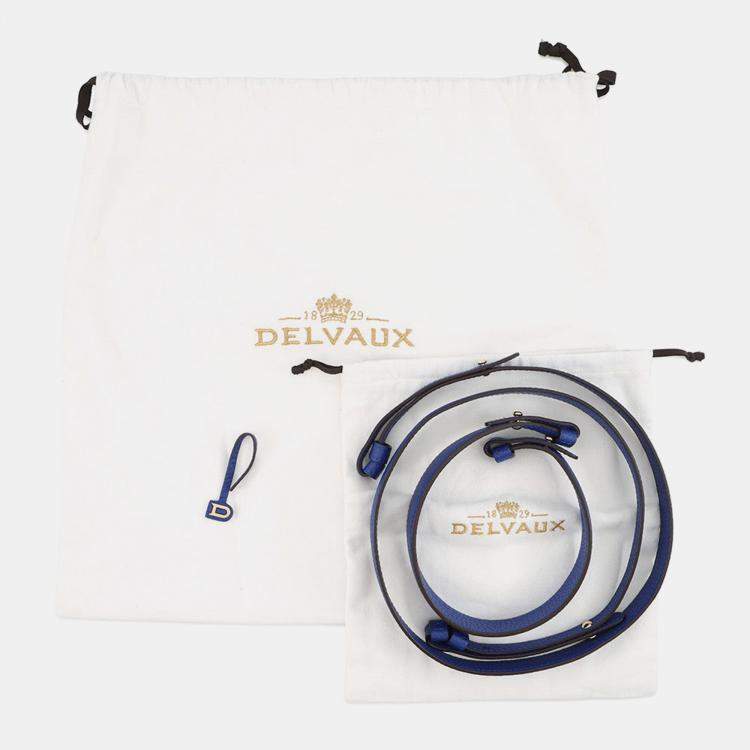 Pre Owned Delvaux Pan Swing 2Way Handbag Blue Leather