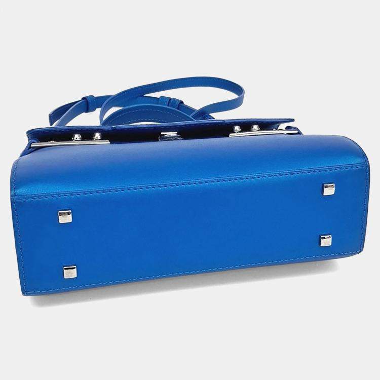 Pre Owned Delvaux Blue Leather Tompet Mini
