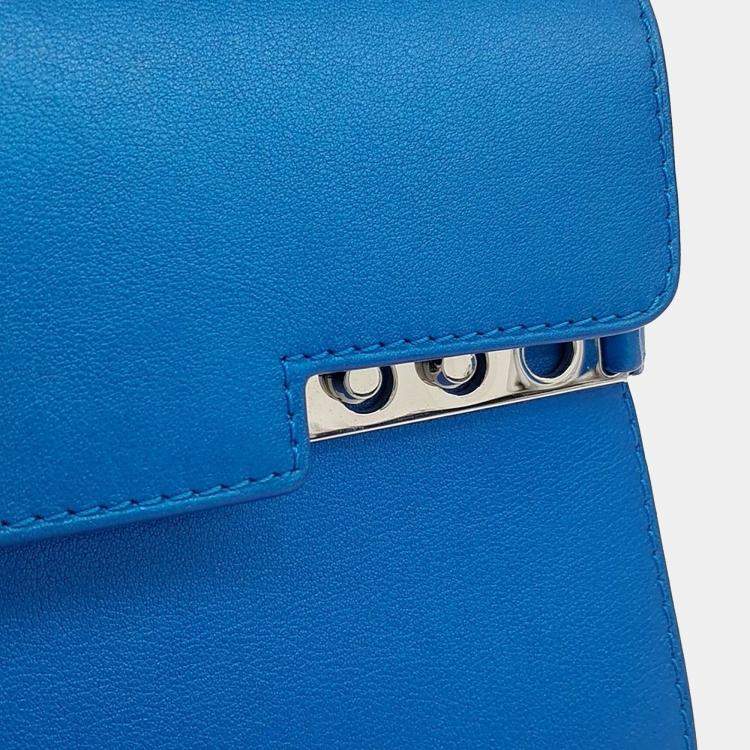 Pre Owned Delvaux Blue Leather Tompet Mini