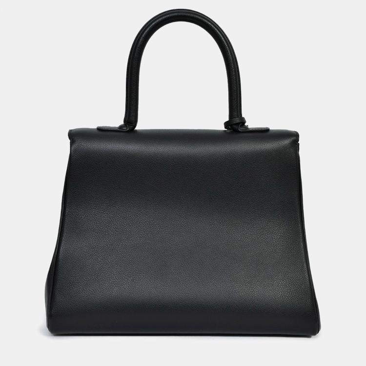 Pre Owned Delvaux Black Leather Brillant MM Top Handle Bag with Strap