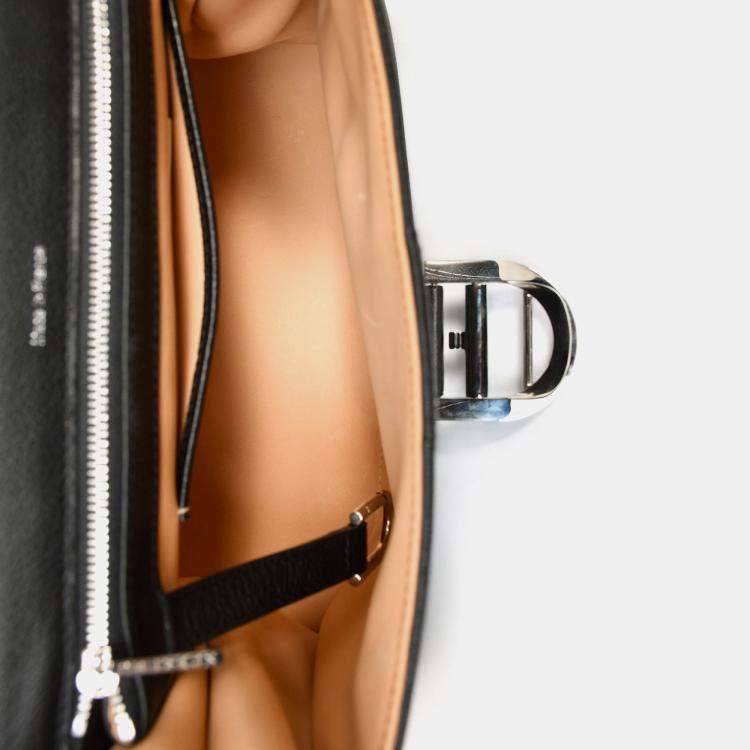 Pre Owned Delvaux Black Leather Brillant MM Top Handle Bag with Strap