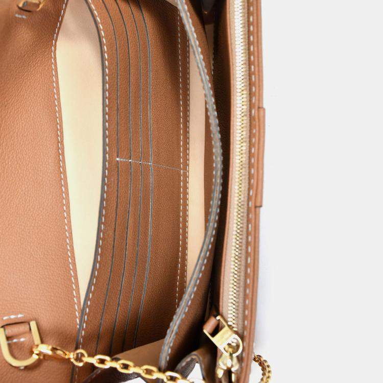 Pre Owned Delvaux Brown Rodeo Calf Brillant Long Wallet Chain