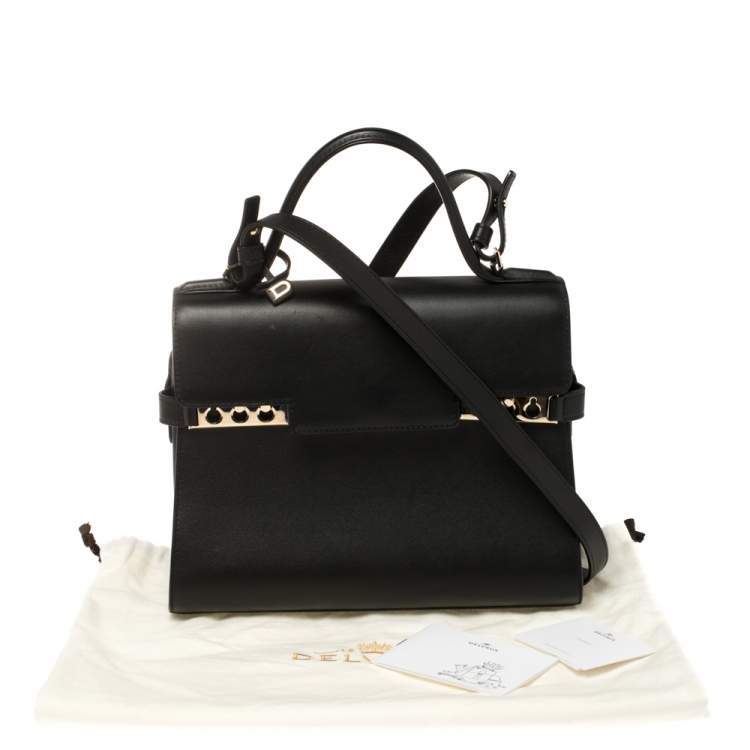 Pre Owned Delvaux Black Leather Tempete MM Top Handle Bag                  