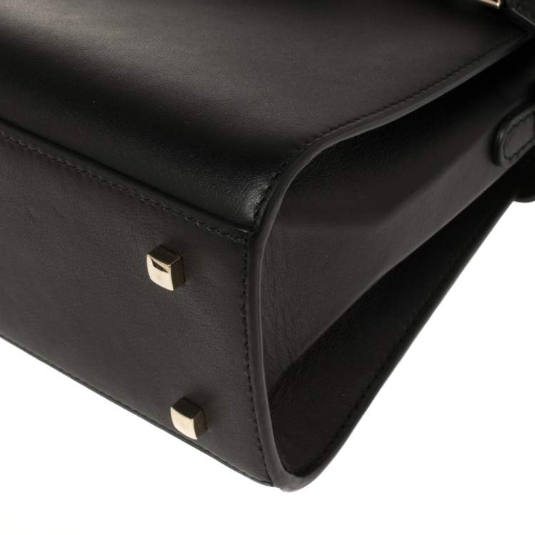 Pre Owned Delvaux Black Leather Tempete MM Top Handle Bag                  