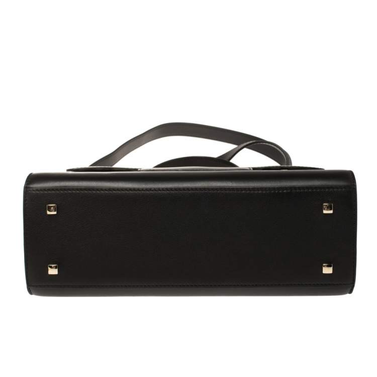 Pre Owned Delvaux Black Leather Tempete MM Top Handle Bag                  