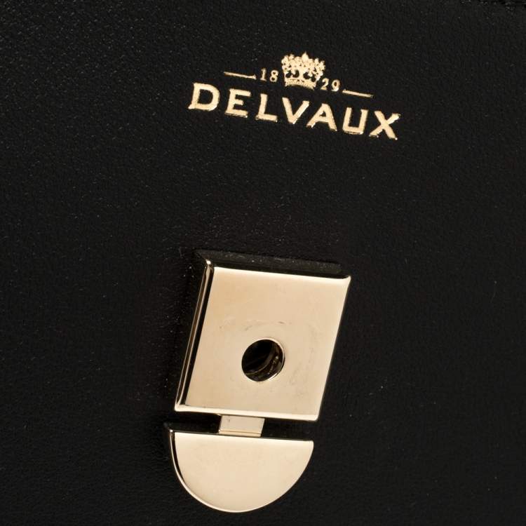 Pre Owned Delvaux Black Leather Tempete MM Top Handle Bag                  