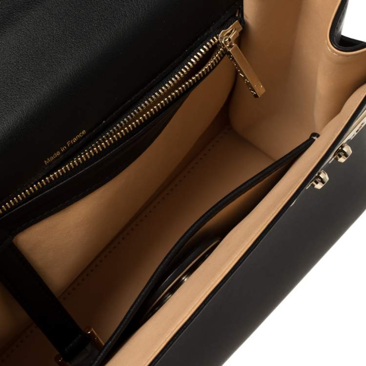 Pre Owned Delvaux Black Leather Tempete MM Top Handle Bag                  