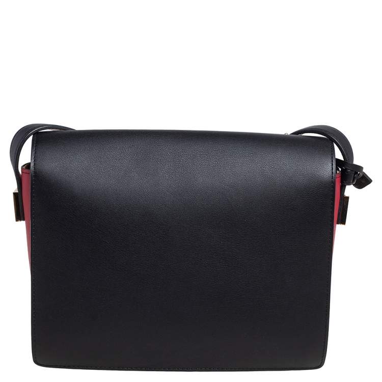 Pre Owned Delvaux Black/Red Leather Madame PM Shoulder Bag 