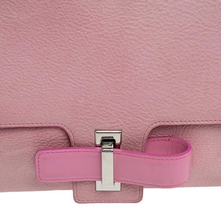 Pre Owned Devlaux Pink Leather Flap Shoulder Bag