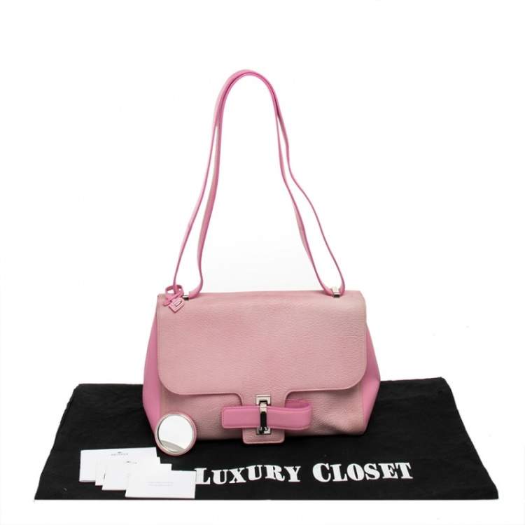 Pre Owned Devlaux Pink Leather Flap Shoulder Bag