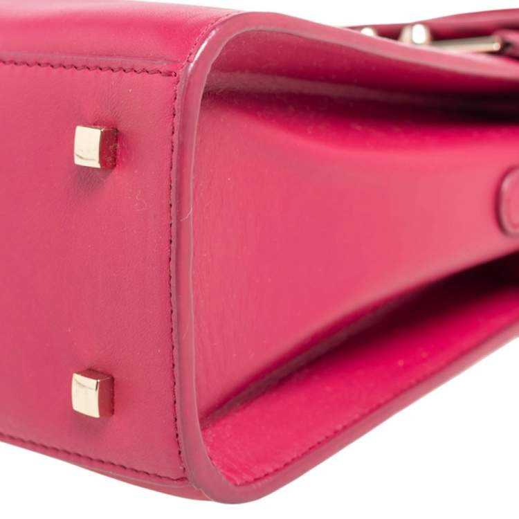 Pre Owned Delvaux Burgundy Leather Tempete MM Top Handle Bag                  