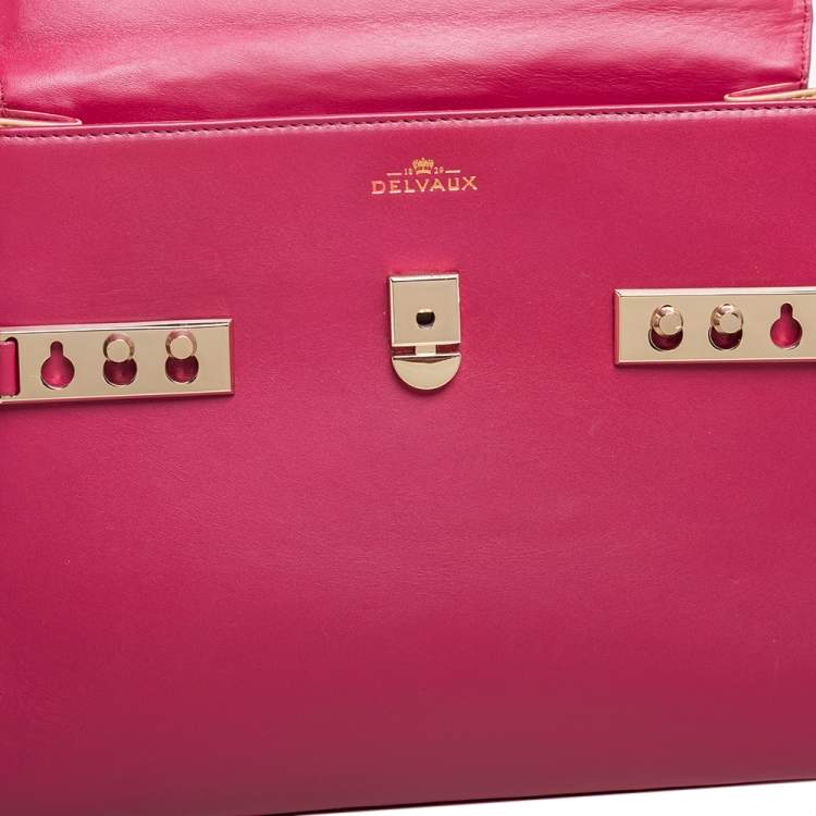 Pre Owned Delvaux Burgundy Leather Tempete MM Top Handle Bag                  