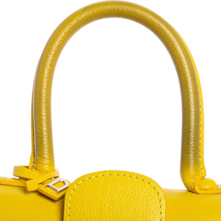 Pre Owned Delvaux Yellow Leather Mini Le Brillant Top Handle Bag