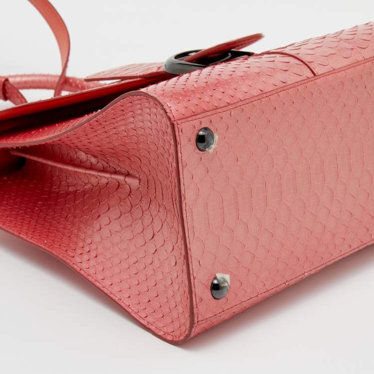 Pre Owned Delvaux Peach Ombre Python MM Le Brillant Top Handle Bag