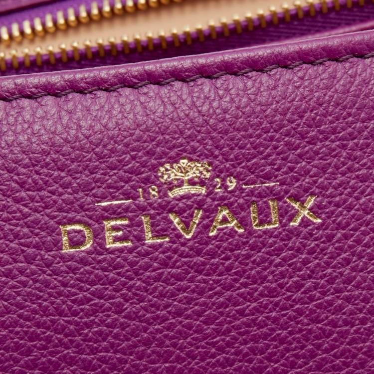 Pre Owned Delvaux Purple Leather Brillant East West Top Handle Bag