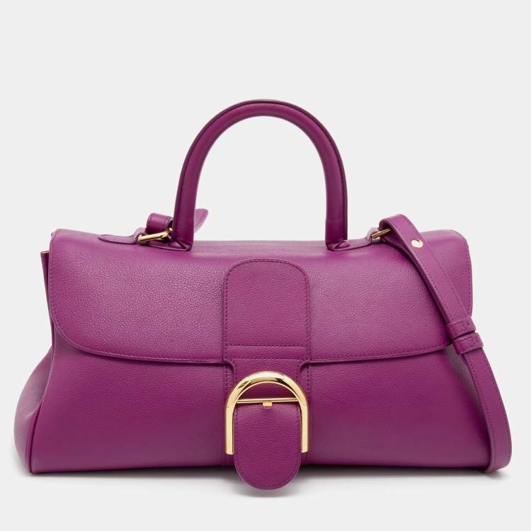 Delvaux Purple Leather Brillant mm Top Handle Bag