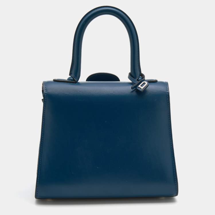 Pre Owned Delvaux Blue Leather Mini Le Brillant Top Handle Bag