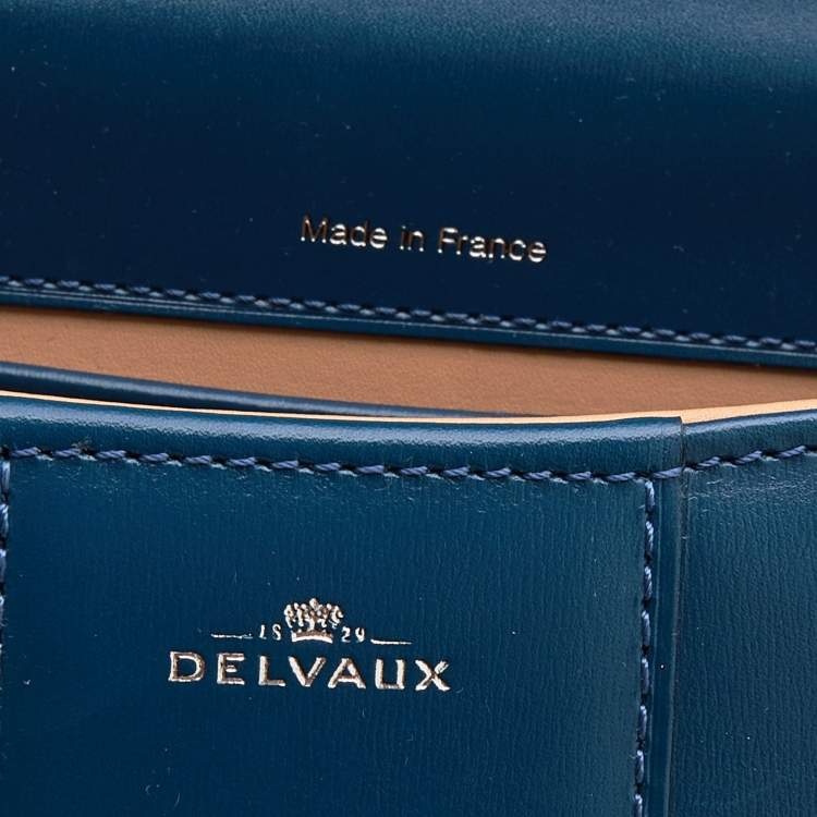 Pre Owned Delvaux Blue Leather Mini Le Brillant Top Handle Bag