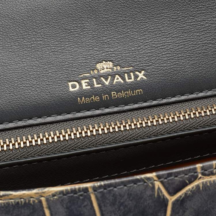 Pre Owned Delvaux Multicolor Mixed Exotic Skin and Fur Le Brillant MM Top Handle Bag