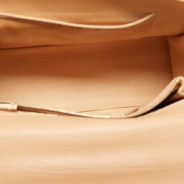 Pre Owned Delvaux Beige Leather Tempete GM Top Handle Bag                  