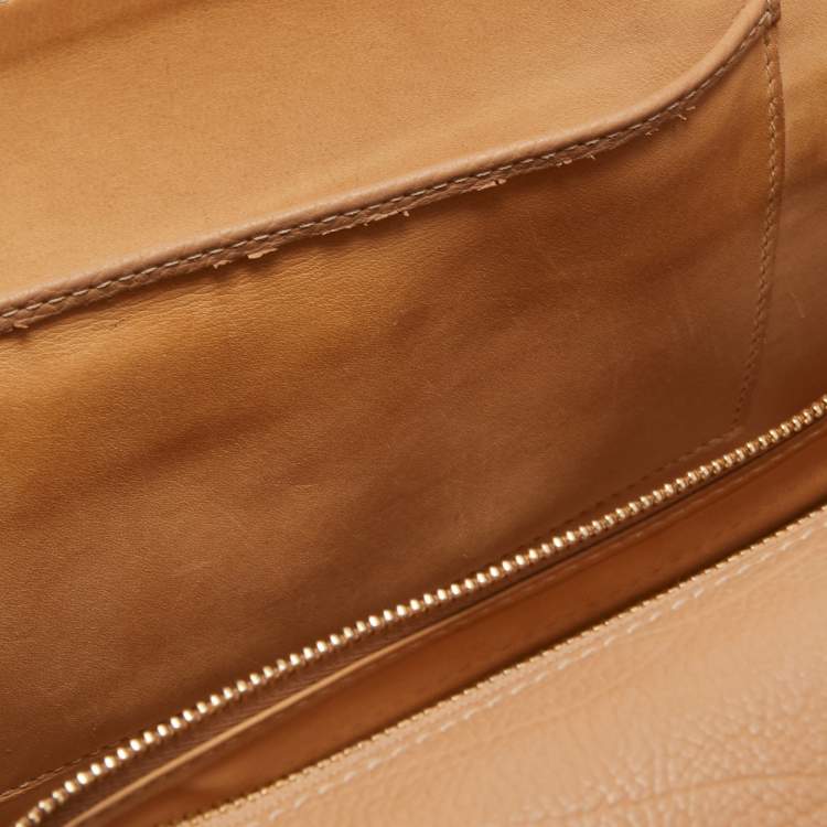 Pre Owned Delvaux Beige Leather Tempete GM Top Handle Bag                  