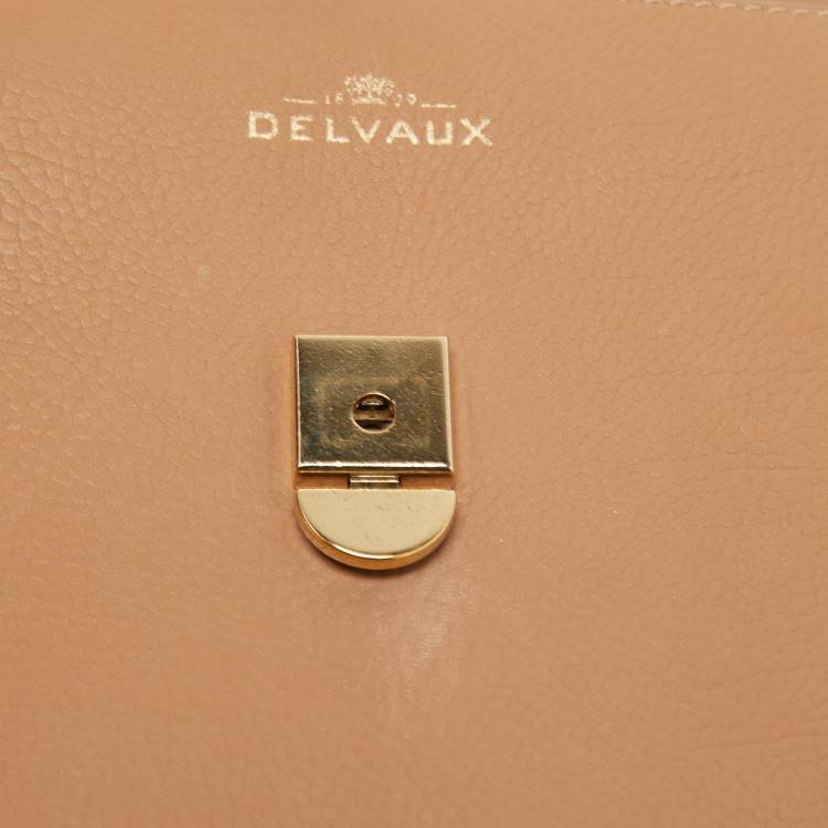 Pre Owned Delvaux Beige Leather Tempete GM Top Handle Bag                  
