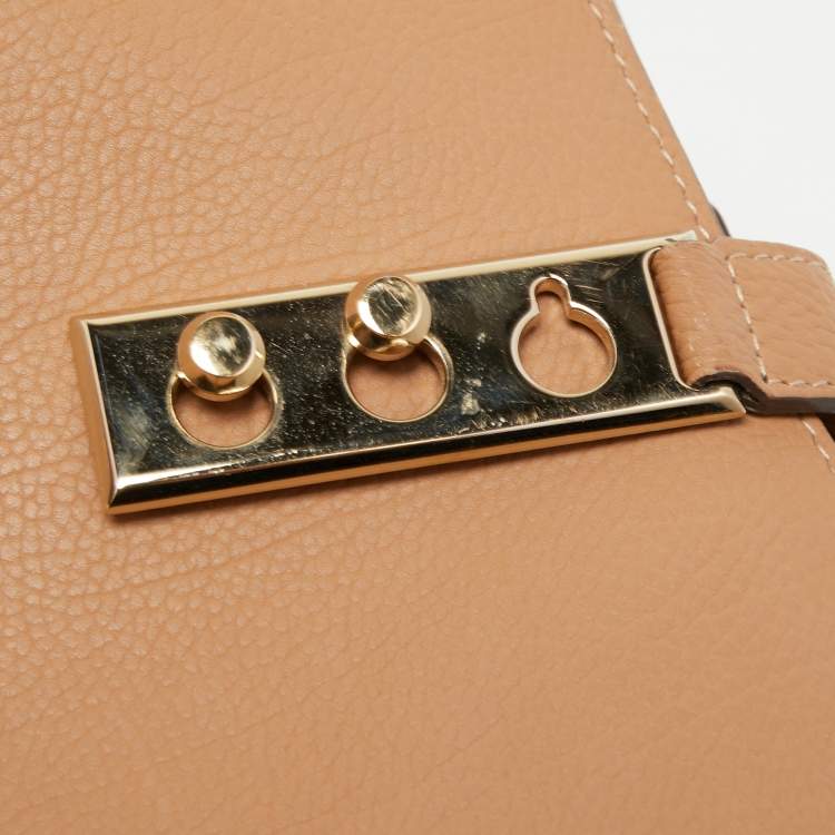 Pre Owned Delvaux Beige Leather Tempete GM Top Handle Bag                  
