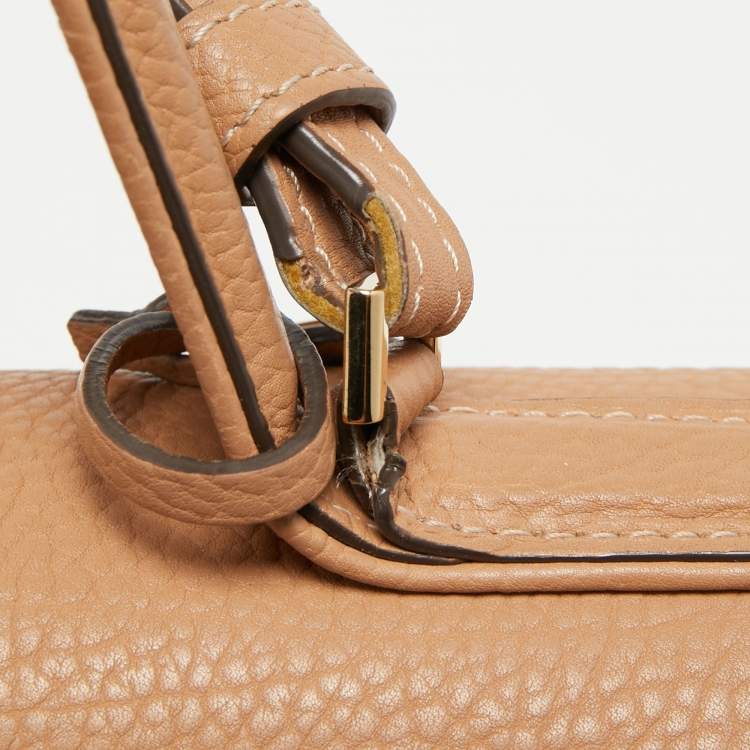 Pre Owned Delvaux Beige Leather Tempete GM Top Handle Bag                  