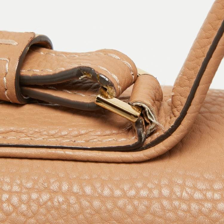 Pre Owned Delvaux Beige Leather Tempete GM Top Handle Bag                  