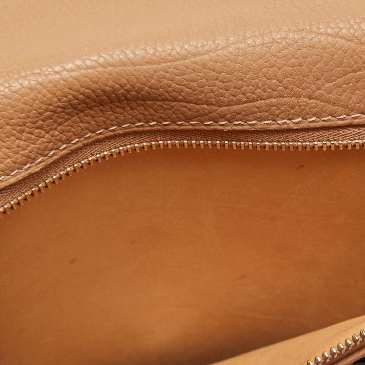 Pre Owned Delvaux Beige Leather Tempete GM Top Handle Bag                  