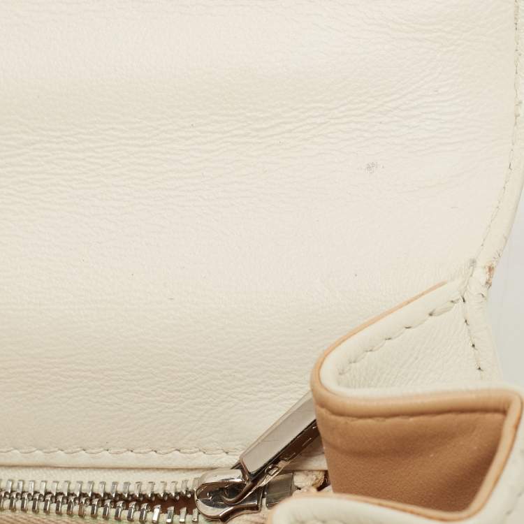 Pre Owned Delvaux White Leather Tempete MM Top Handle Bag                  