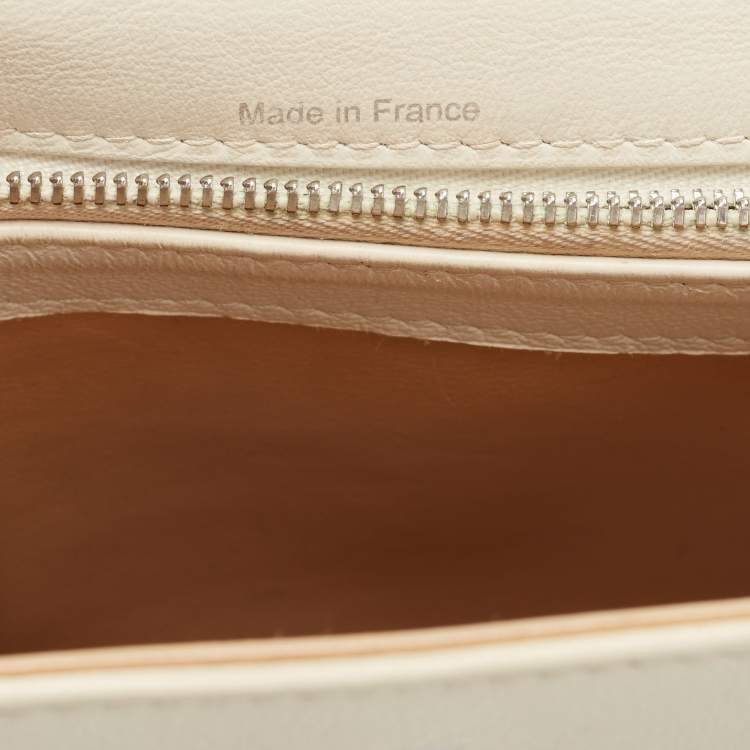 Pre Owned Delvaux White Leather Tempete MM Top Handle Bag                  