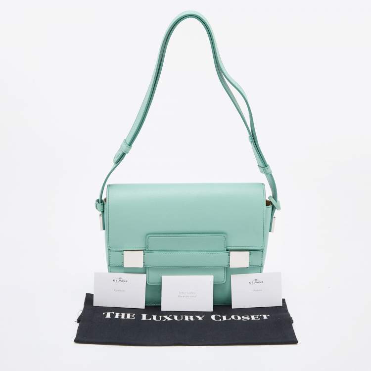 Pre Owned Delvaux Turquoise Leather Madame PM Shoulder Bag 