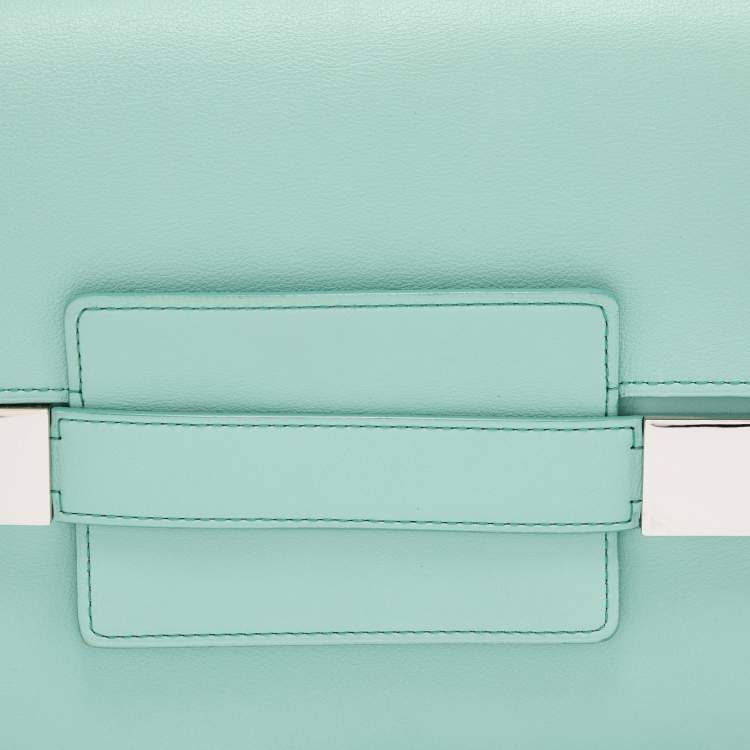 Pre Owned Delvaux Turquoise Leather Madame PM Shoulder Bag 
