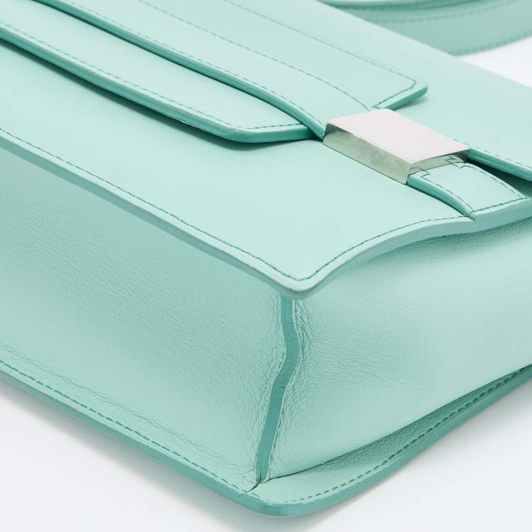Pre Owned Delvaux Turquoise Leather Madame PM Shoulder Bag 