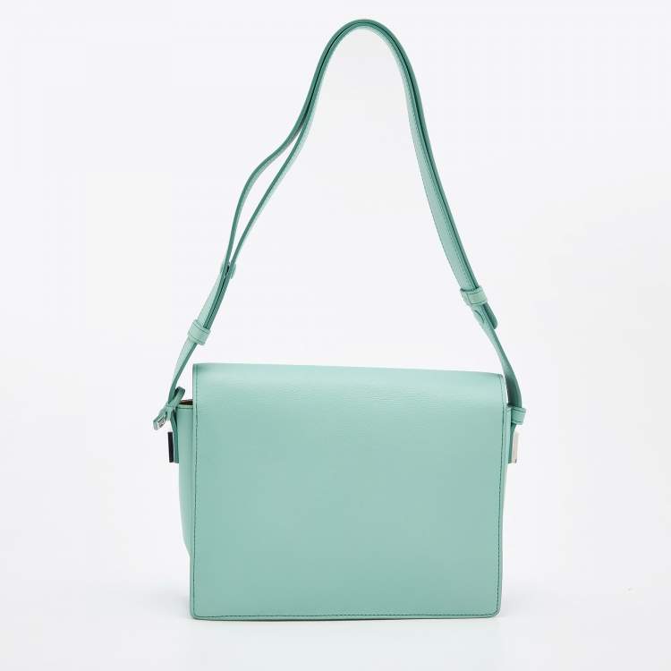 Pre Owned Delvaux Turquoise Leather Madame PM Shoulder Bag 