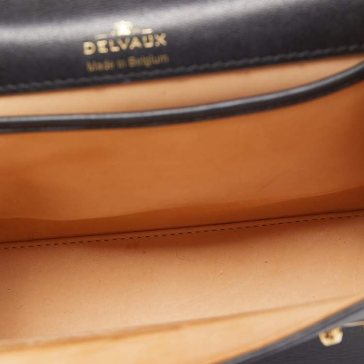 Pre Owned Delvaux Black Leather Tempete PM Top Handle Bag