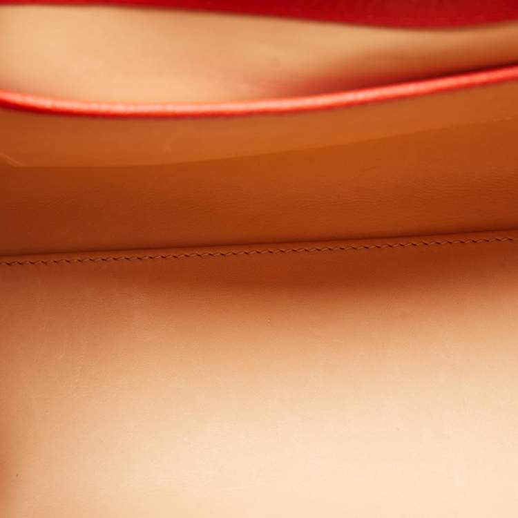 Pre Owned Delvaux Orange Leather Brillant MM Top Handle Bag