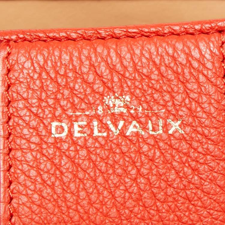Pre Owned Delvaux Orange Leather Brillant MM Top Handle Bag
